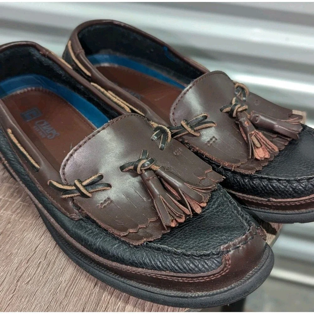 Dark Academia‎ Chaps Leather Tassle Kiltie Loafers Men's 8M Preppy Classic Boat